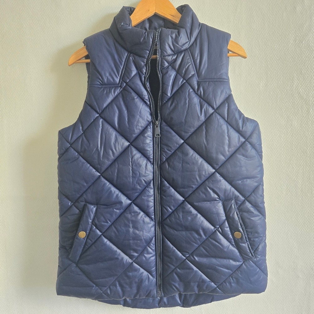 Zenana Diamond Quilted Puffer Vest Navy Blue Full Zip QJ-1187AB Medium